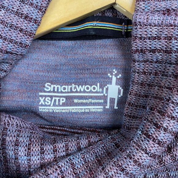 Smartwool Women's  XS Merino Ribbed Funnel Neck Thermal Pullover Sweater Purple - Picture 4 of 8